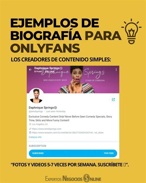 ejemplos de biografas para onlyfans|10 OnlyFans Bio Ideas for More Subscribers (With。